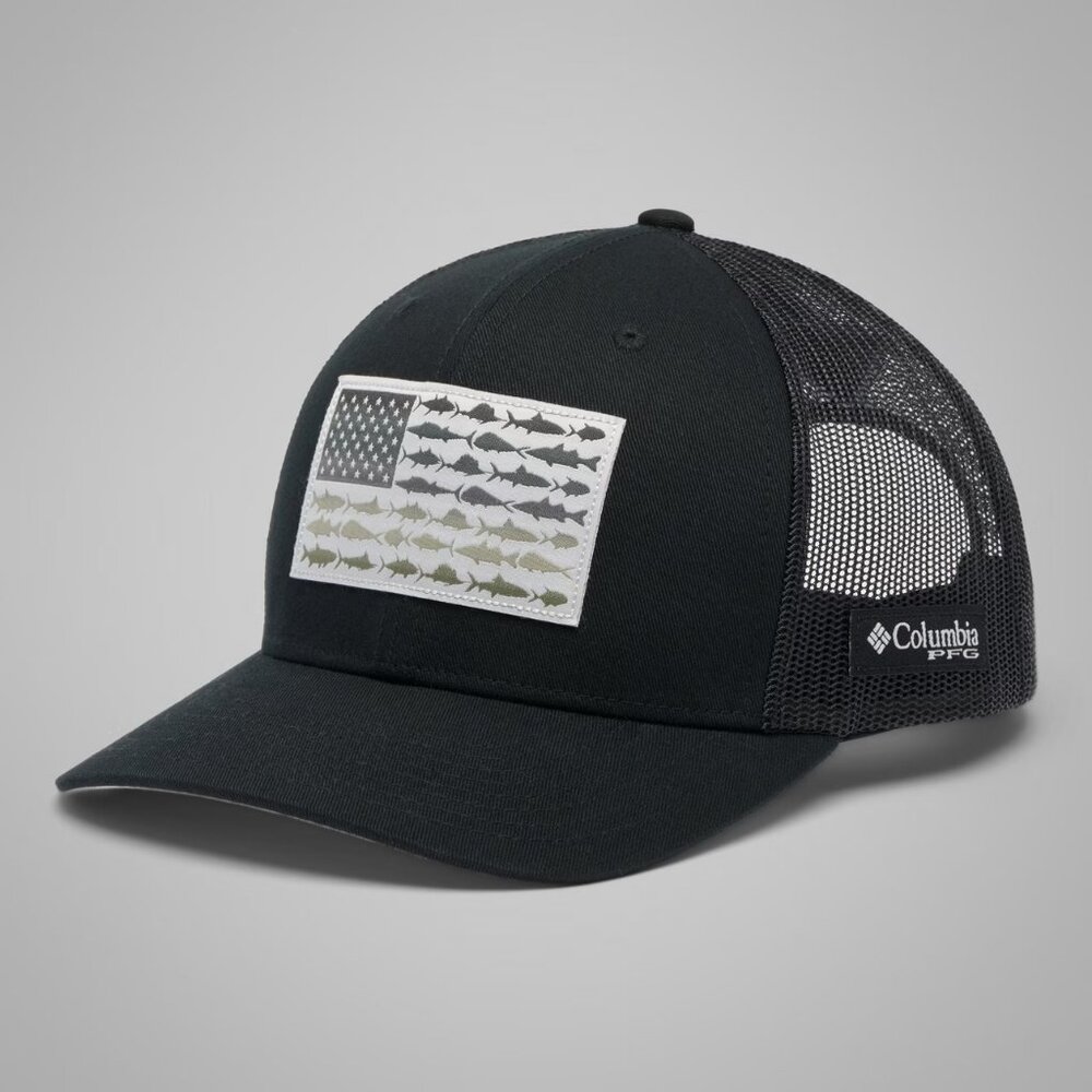 Columbia Men's PFG Fish Flag Signature 110 Snap Back Hat, Black - New